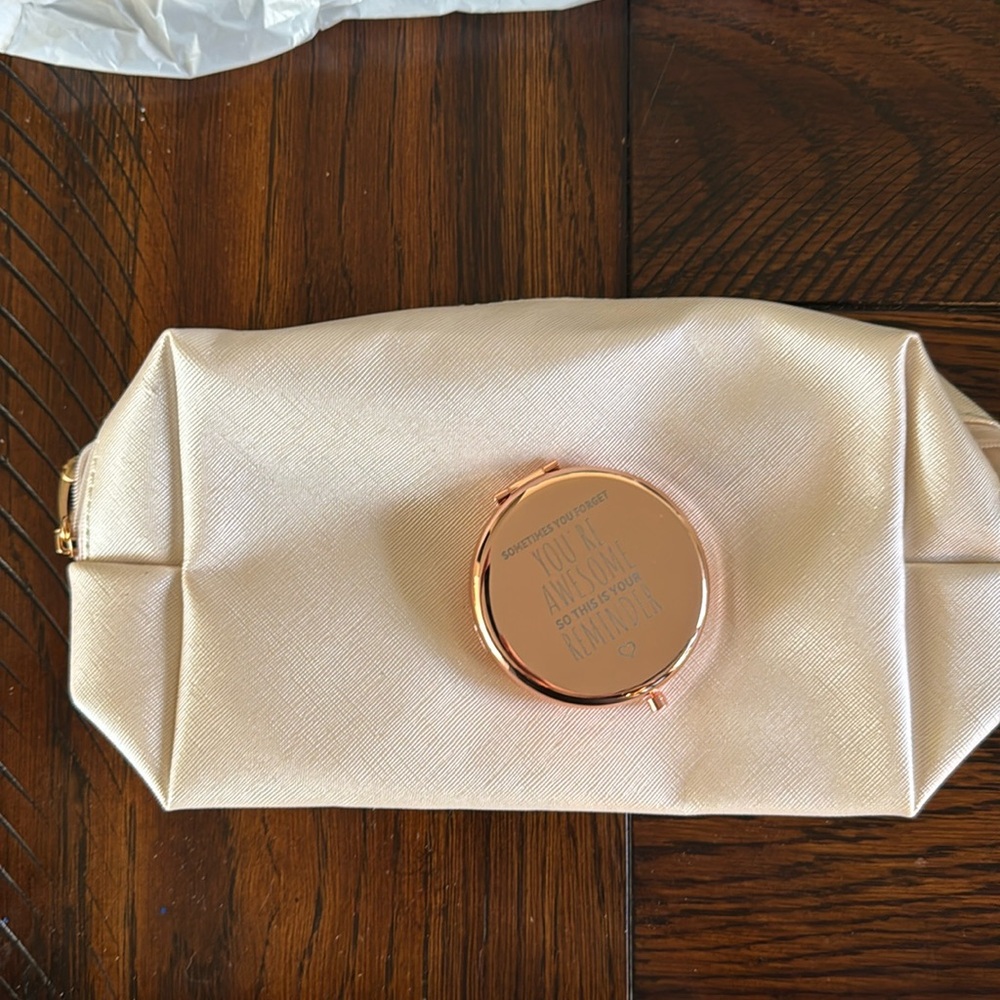 Cute makeup bag and mirror set